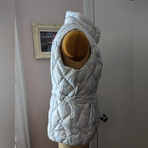 Women's Eddie Bauer Premium Goose Down Vest size Small Plaid Quilted Full Zip - Picture 3 of 10